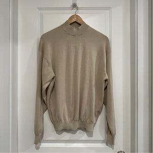 Pronto Uomo Classic Tan Mockneck Sweater Silk Cotton Blend